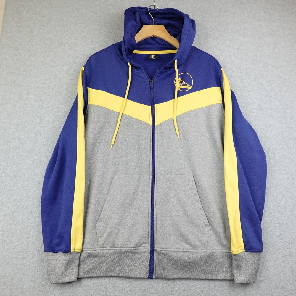 Golden State Warriors Hoodie Mens Medium Zip Up Jacket Blue Yellow NBA Active